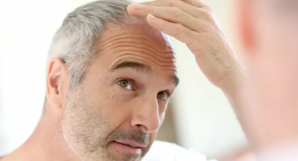 Hombre de mediana edad con alopecia androgenica